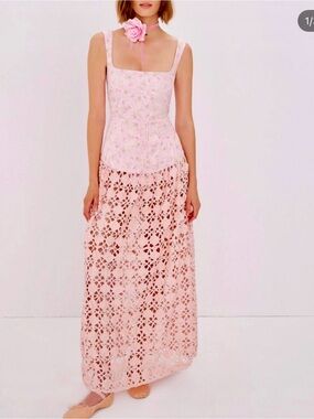 strapless open back dress Emily Maxi Dress Pink Floral